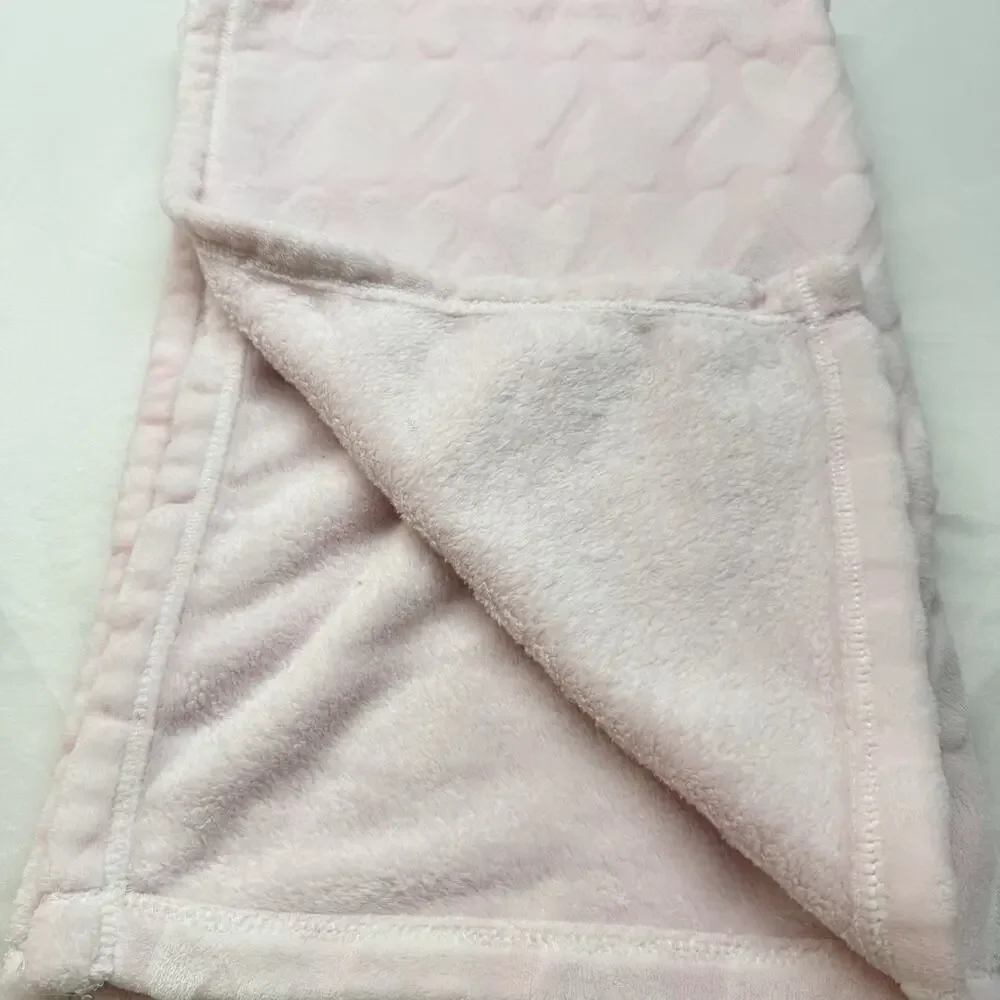 Cloud Island Baby Blanket Security Lovey Pink Hearts 27x39 embossed